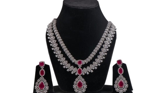 Rhodium polish Ad with Ruby necklace