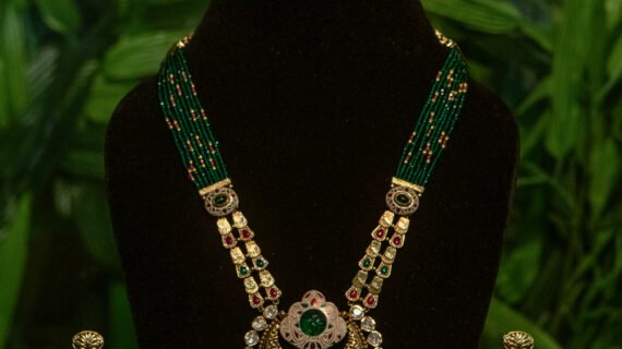 Green Crystal Kundan Gold Plated Necklace