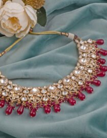 Pink Drop Traditional Uncut Polki Necklace
