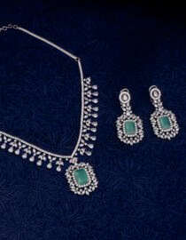 AD and Light Green CZ Necklace