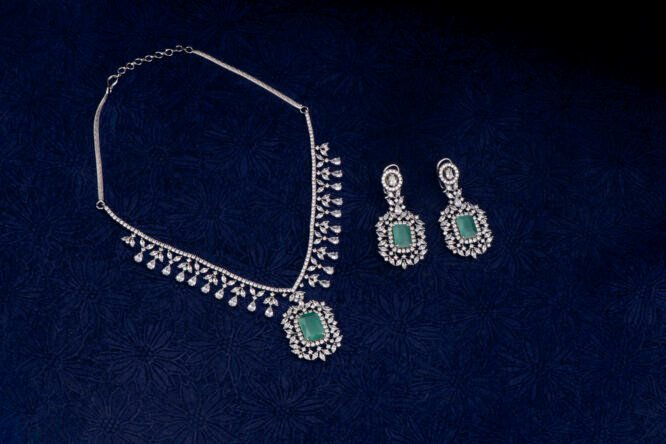 AD and Light Green CZ Necklace