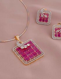 Square Ruby & CZ Pendant