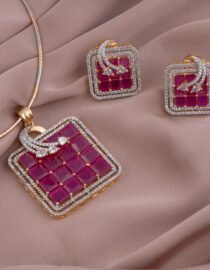 Square Ruby & CZ Pendant