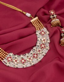 Pearl and Kundan Necklace - Green & Pink