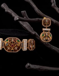 Gold Polished Red Doublet Stone Choker