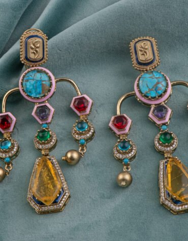 Sabyasachi Inspired Multicolour AD Style Earrings