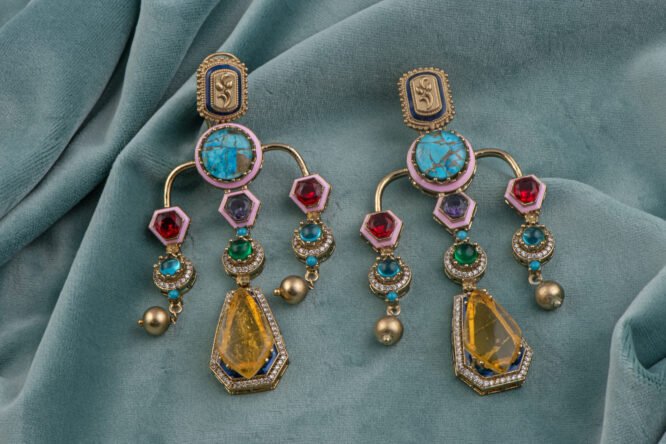 Sabyasachi Inspired Multicolour AD Style Earrings