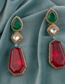 Ruby & Emerald Statement Kundan Earrings for Bridal Wear