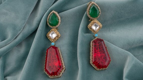 Ruby & Emerald Statement Kundan Earrings for Bridal Wear