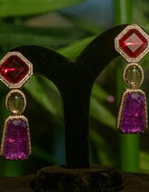 Sabyasachi Inspired Red & Purple Doublet Stone Earrings