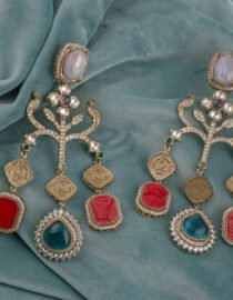Fusion Earrings – Kundan, AD & Enamel Work