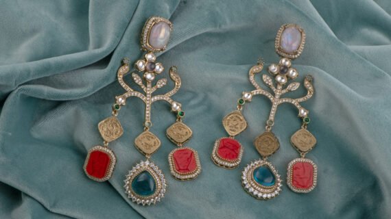 Fusion Earrings – Kundan, AD & Enamel Work