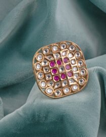 Kundan Ruby Pink Adjustable Ring