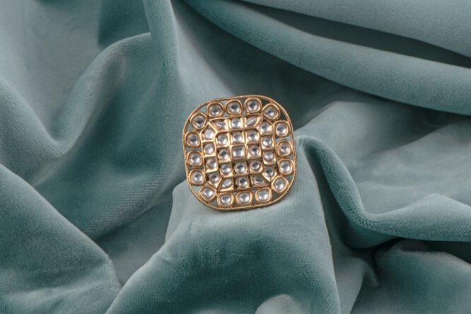 Kundan Ruby Pink Adjustable Ring