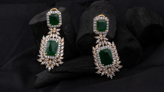 Emerald Green Crystal Statement Drop Earrings