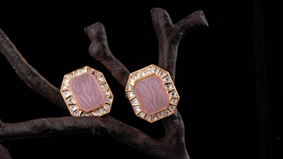 Blush Pink Kundan Stud Earrings