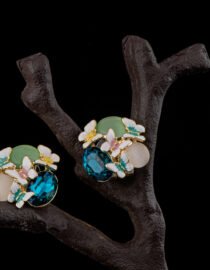 Butterfly Crystal Floral Stud Earrings