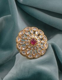 24K Gold Polished Mandala Kundan Ring