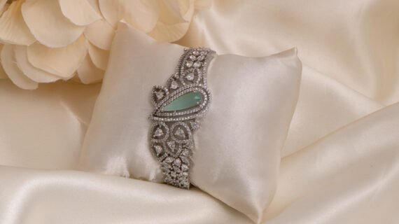 Rhodium Polished Zircon Bracelet