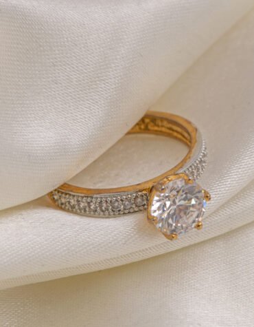 Rhodium Polished CZ & AD Ring