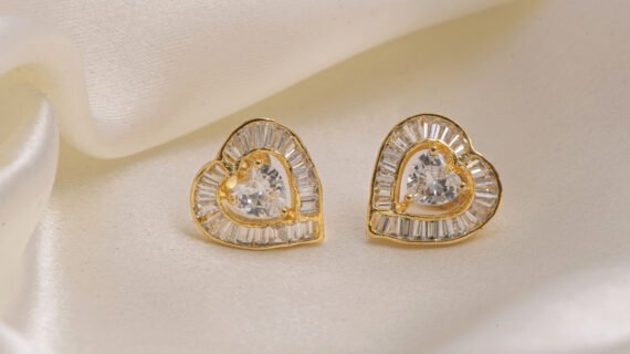 Gold Polished Heart-Shaped Studs