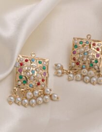 Navratan Jadau Gold Polished Earrings