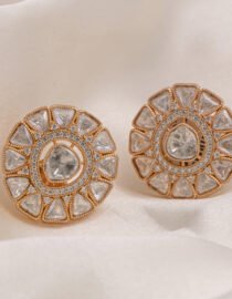 Gold Polished Polki-Style Studs