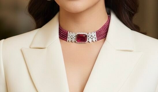 Cubic Zirconia Pink Choker Set