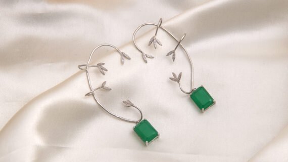Green Jemstone Ear Cuffs