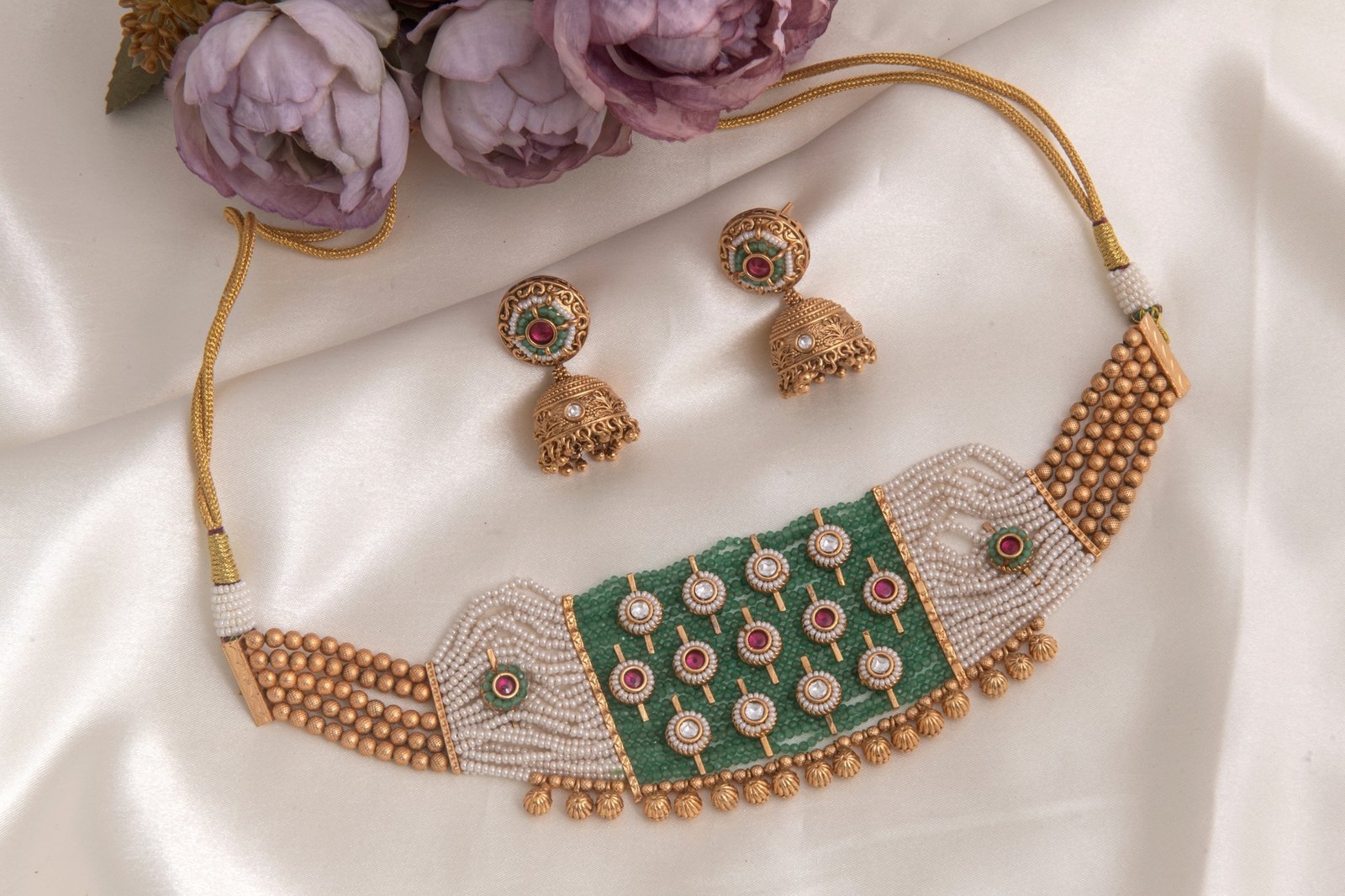24 Carat Gold Polished Kundan Heritage Jewellery