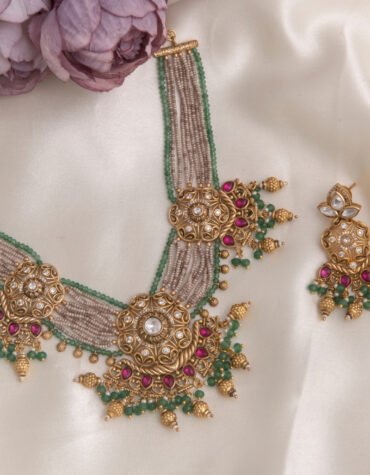 24 Carat Gold Polished Kundan Heritage Jewellery