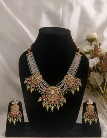 24 Carat Gold Polished Kundan Heritage Jewellery