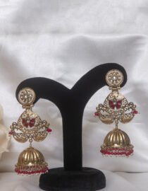 Gold-Plated Kundan Jhumka Earrings