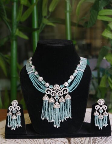 Blue Beaded Designer Necklace Set