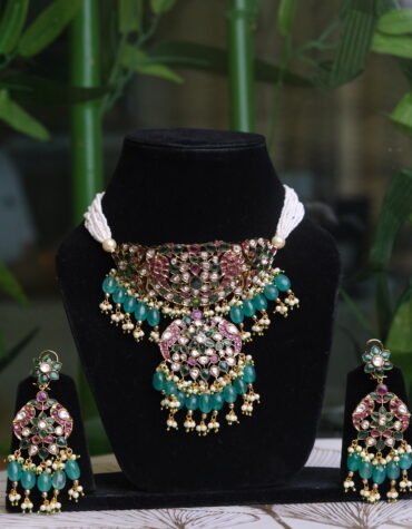 Blue Beaded Designer Necklace Set