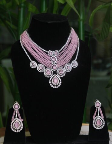 Pink Layered Statement Necklace Set