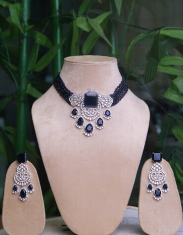 Blue Beaded Designer Necklace Set