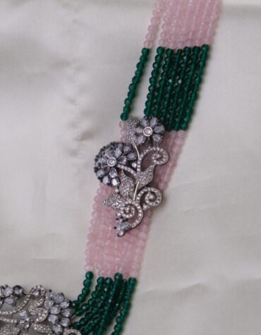 Designer Beaded Necklace Set with Floral Pendant
