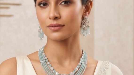 Blue Beaded Designer Necklace Set