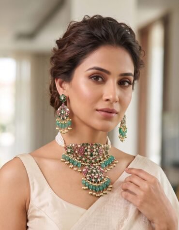 Blue Beaded Designer Necklace Set