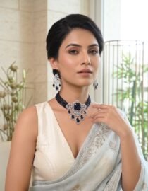 Blue Beaded Designer Necklace Set
