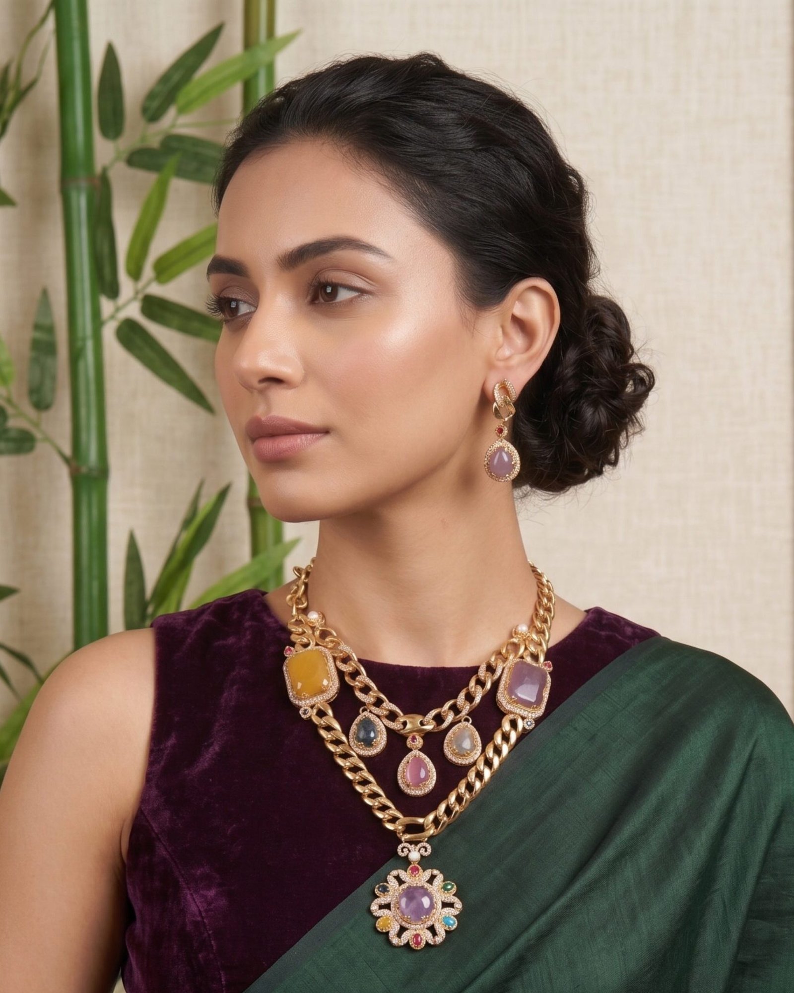 Layered Designer Chain Necklace Set