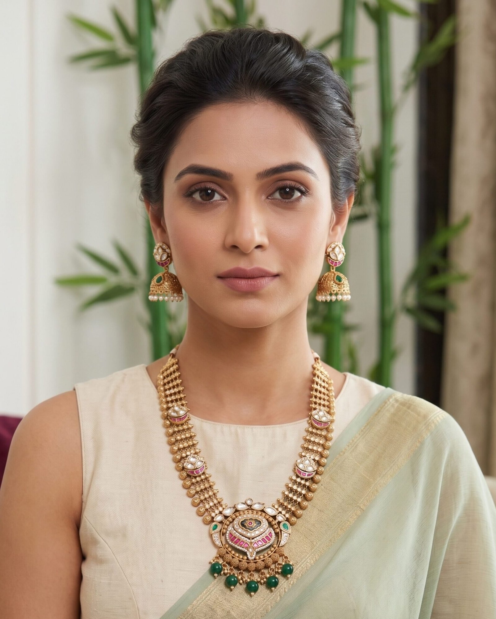 Antique Temple Pendant Necklace Set