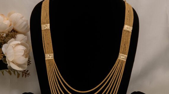 24 Carat Gold Polish Premium Eight Strands Long Layered Necklace