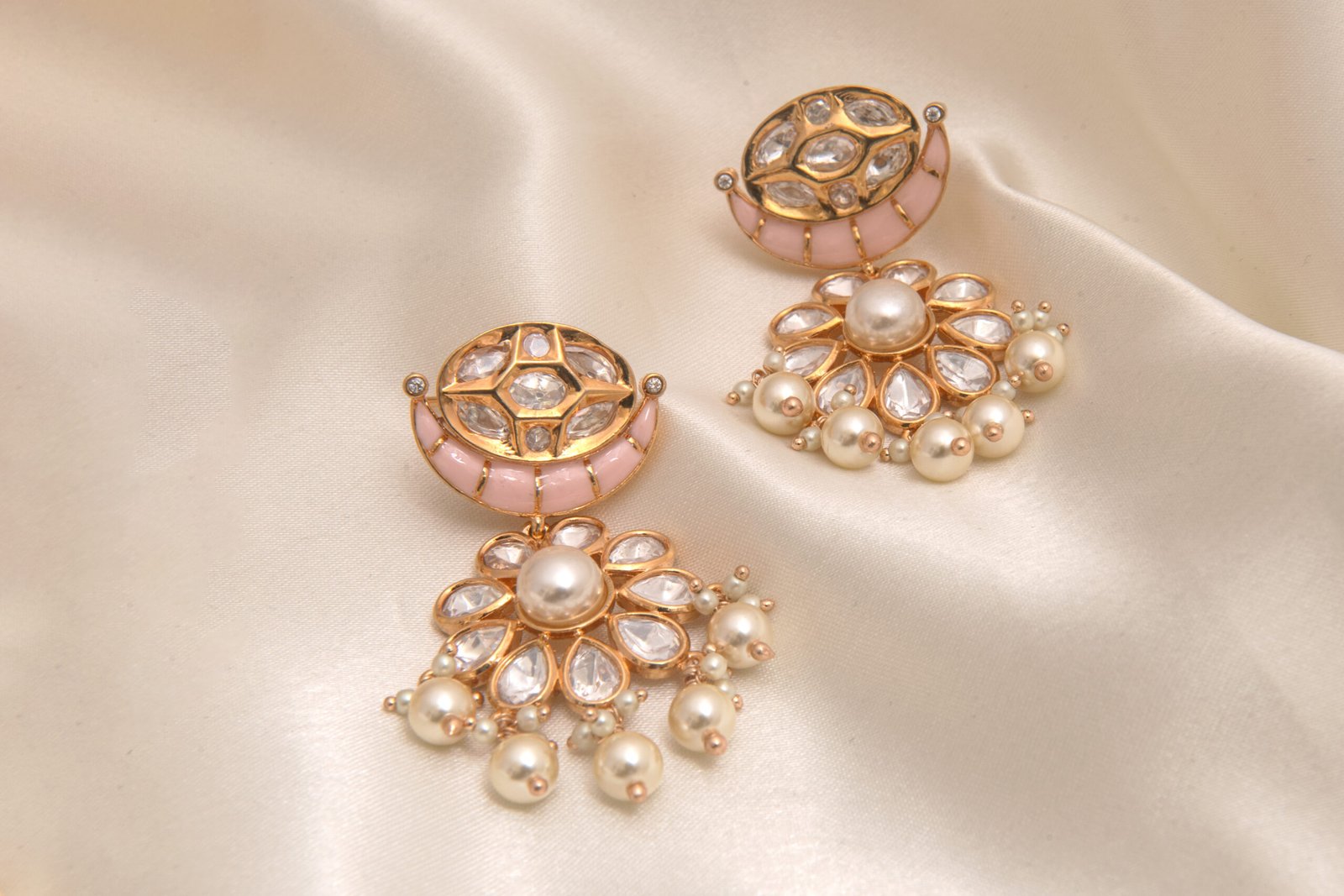 Rajwadi Kundan Polki Chokar Set-22kt Antique Gold Plated with Pearl Drops - Image 5