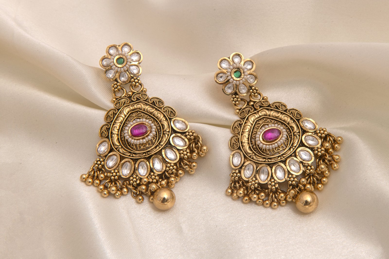 24 Carat Gold Polish Royal Rajwadi Rani Haar Long Necklace Set with Earrings - Image 5